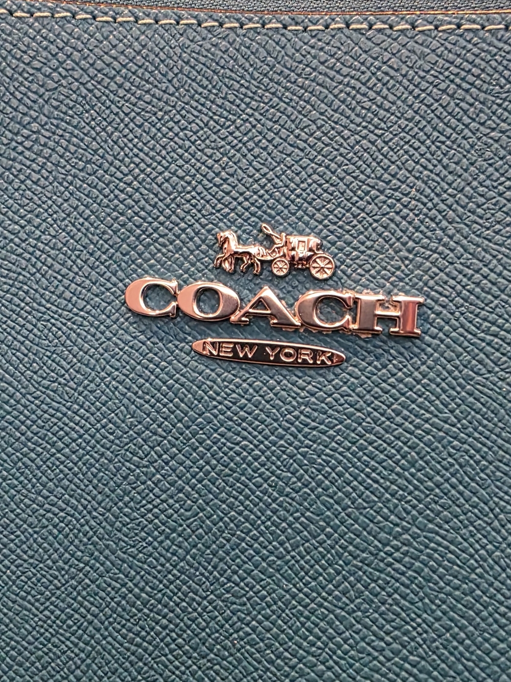 Coach Bright Teal Leather Tote with Tag and Silver Hardware - Picture 3 of 4